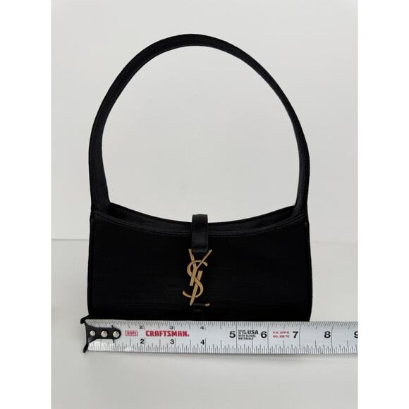 Saint Laurent Le 5 A 7 Mini YSL Women's Shoulder Bag in Black Satin - Picture 12 of 12